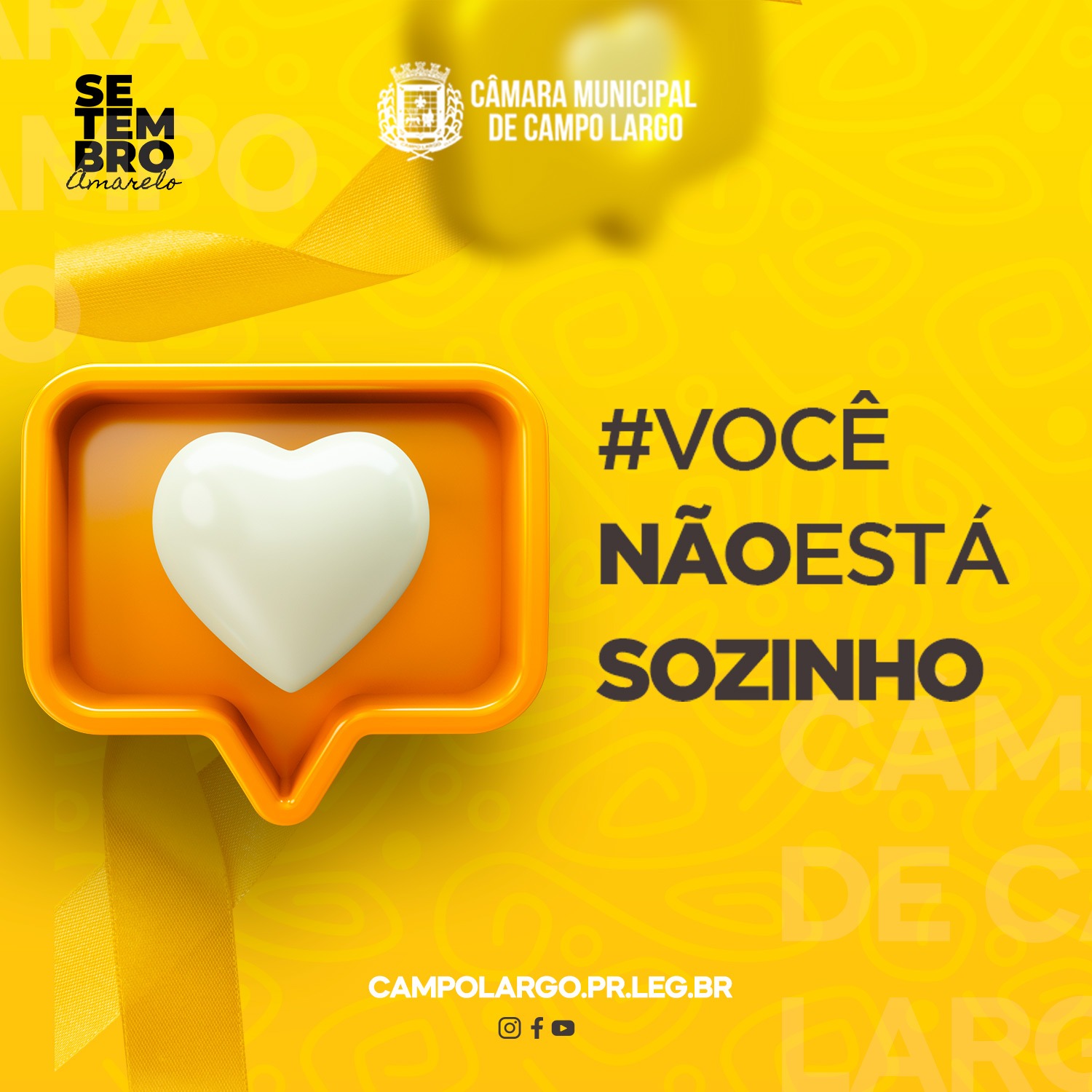 Câmara Municipal de Campo Largo alerta sobre a importância do debate sobre o Setembro Amarelo